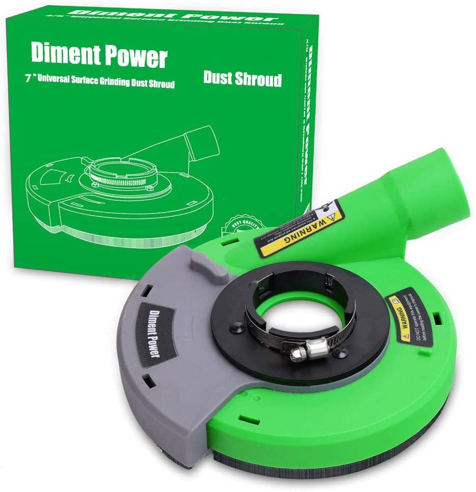 Diment Power Universal Surface Grinding Dust Shroud for Angle Grinder 7-  inch. Collect Grinding Dust-Wood,Stone,Cement,Marble,Rock,Granite,C